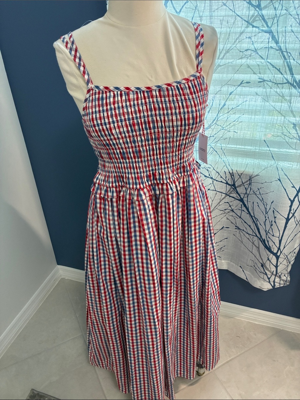 Sperry Smocked Gingham Sundress in Red, White & Blue